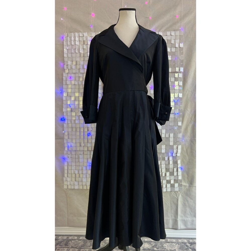 Jones New York Navy Blue Taffeta Wrap Midi Dress. Size 10.